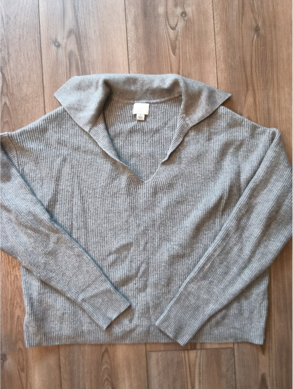 A New Day Women's Gray Y2K Ribbed Knit Pullover Sweater, Size Small